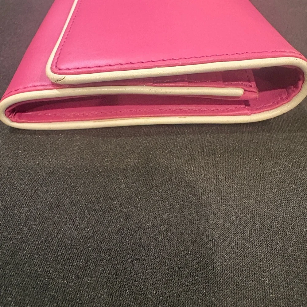 Coach Pink Long Snap Wallet | White Piping | Y2K Era